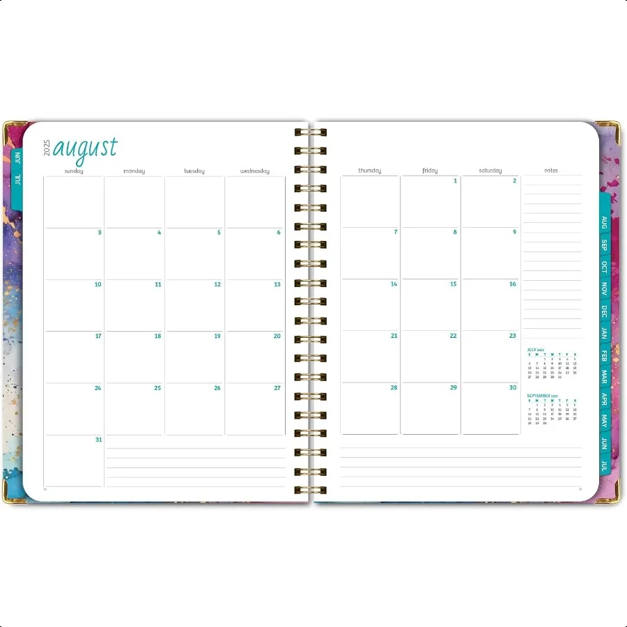 HARDCOVER Anno accademico 20252026: giugno 2025 a luglio 2026 8,5x11 Agenda annuale mensile settimanale giornaliera. Piega tascabile segnalibro