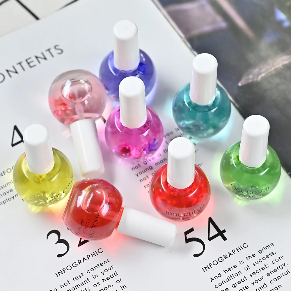 15ml Natural Flowers Planet Nail Nutrition Oil 8-Kinds Sweet  Peach/Lavender Smell Cuticle Oil With Dried Flower Revitalizer Oil