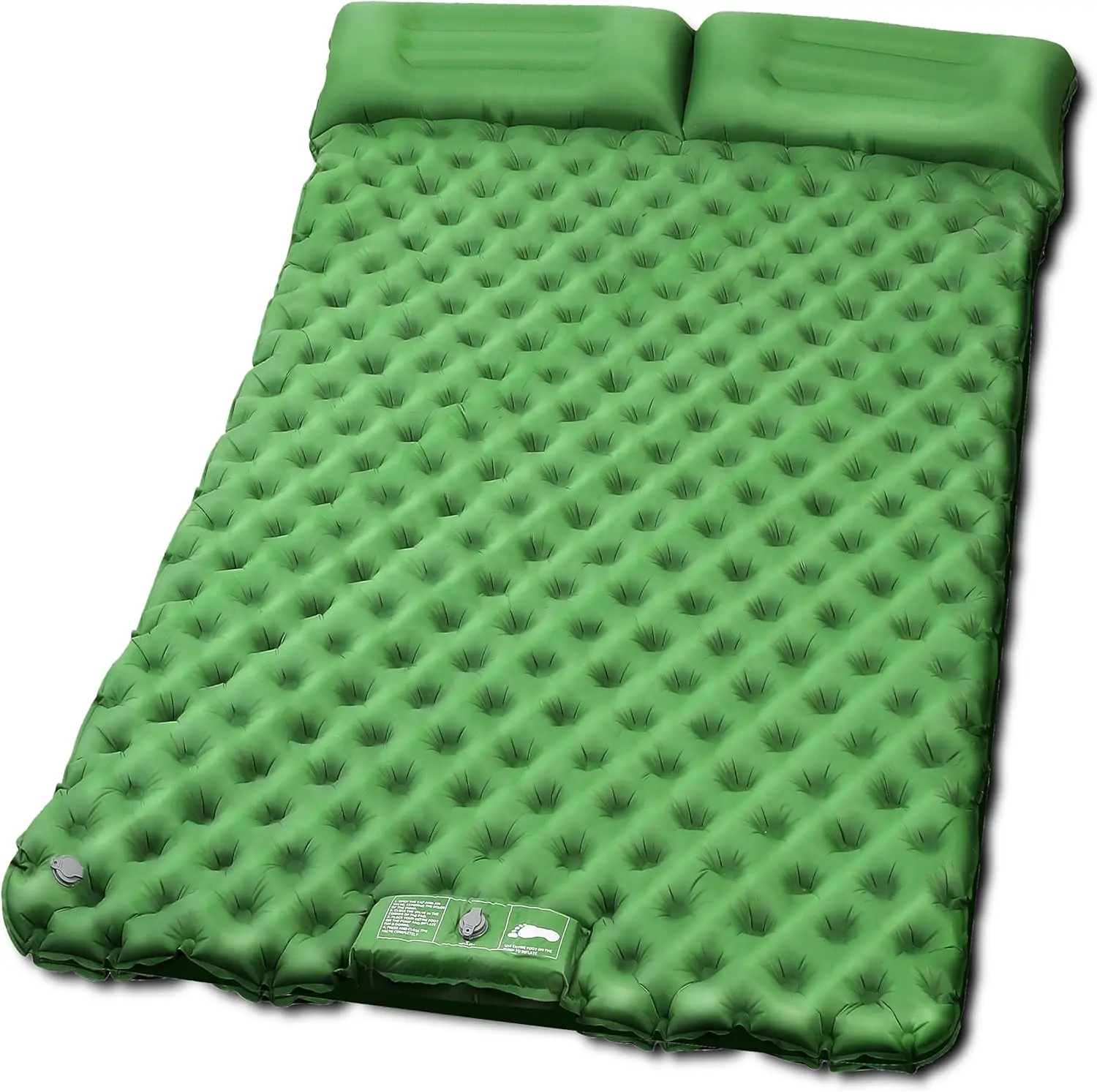 

Deluxe Double Camping Sleeping Pad, Double Ultralight Inflatable, with Pillow, Built-in Foot Pump, Carry Bag and Repair Kit