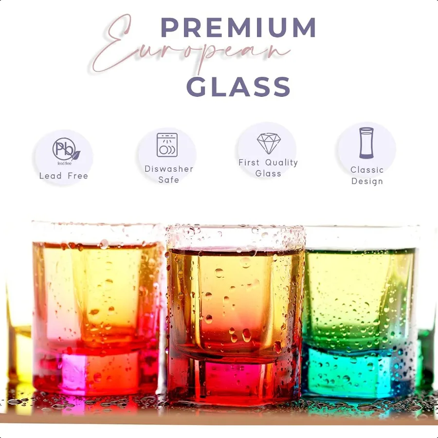 Ensemble de verres à Shot colorés de 6 verres à Shot à Base lourde de 1.75 oz, verres à Shot colorés, tasses en Tequila en vrac, petit verre à Shot