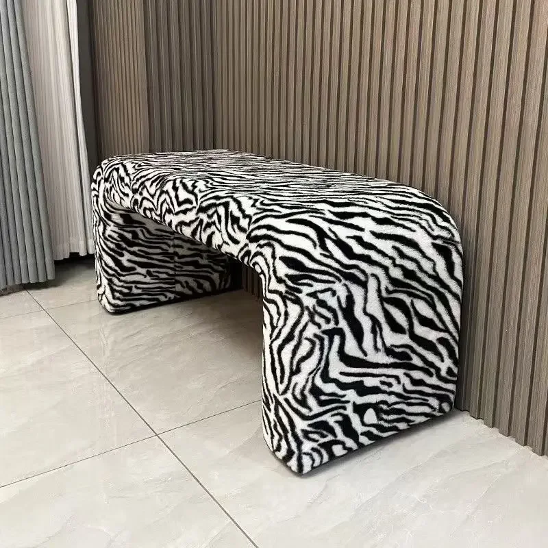 

Modern Nordic Bench, Shoe Changing Stool, Soft Checkered Pattern, Creative Minimalist For, Clothing Store