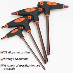 3-5mm T Handle Spanner Allen Key Hex Wrench Flat Ball Nose Wrench S2 Alloy Steel Material Hand Tool Repair Universal