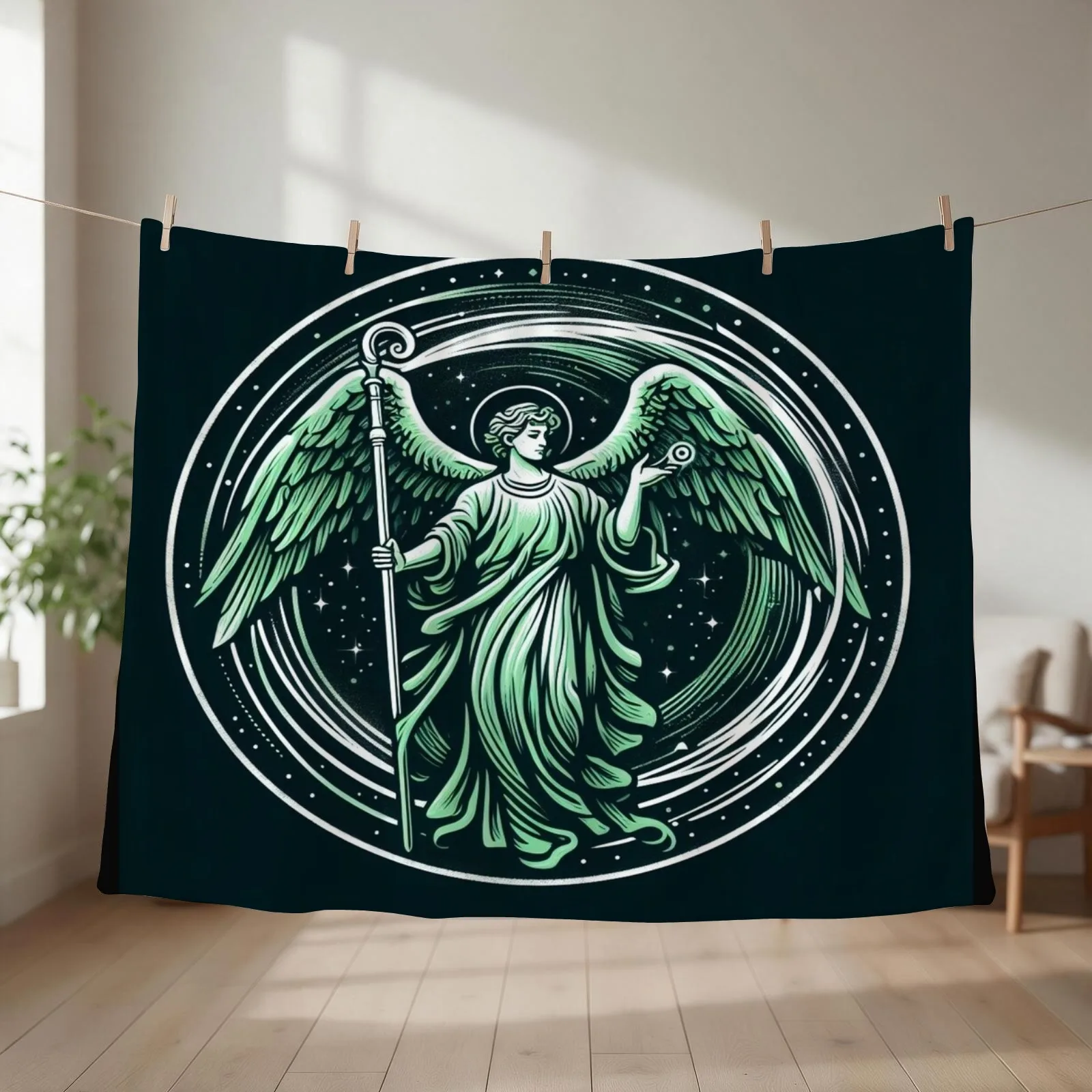 Saint Raphael Archangel - Angel of Healing - Christmas gift Throw Blanket couch cozy soft plush fuzzy picnic outdoor blanket
