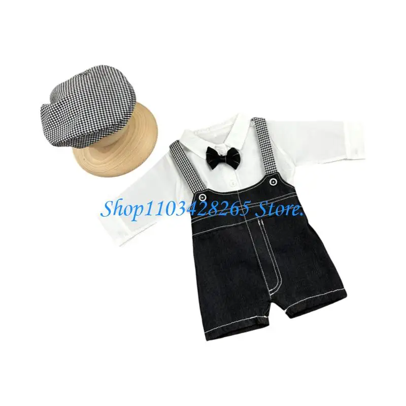 ملابس تنكرية للتصوير الفوتوغرافي للأطفال قبعة بيريه وقميص وسراويل ملابس لحديثي الولادة دعائم تصوير للرضع ملابس تبادل لاطلاق G2TE