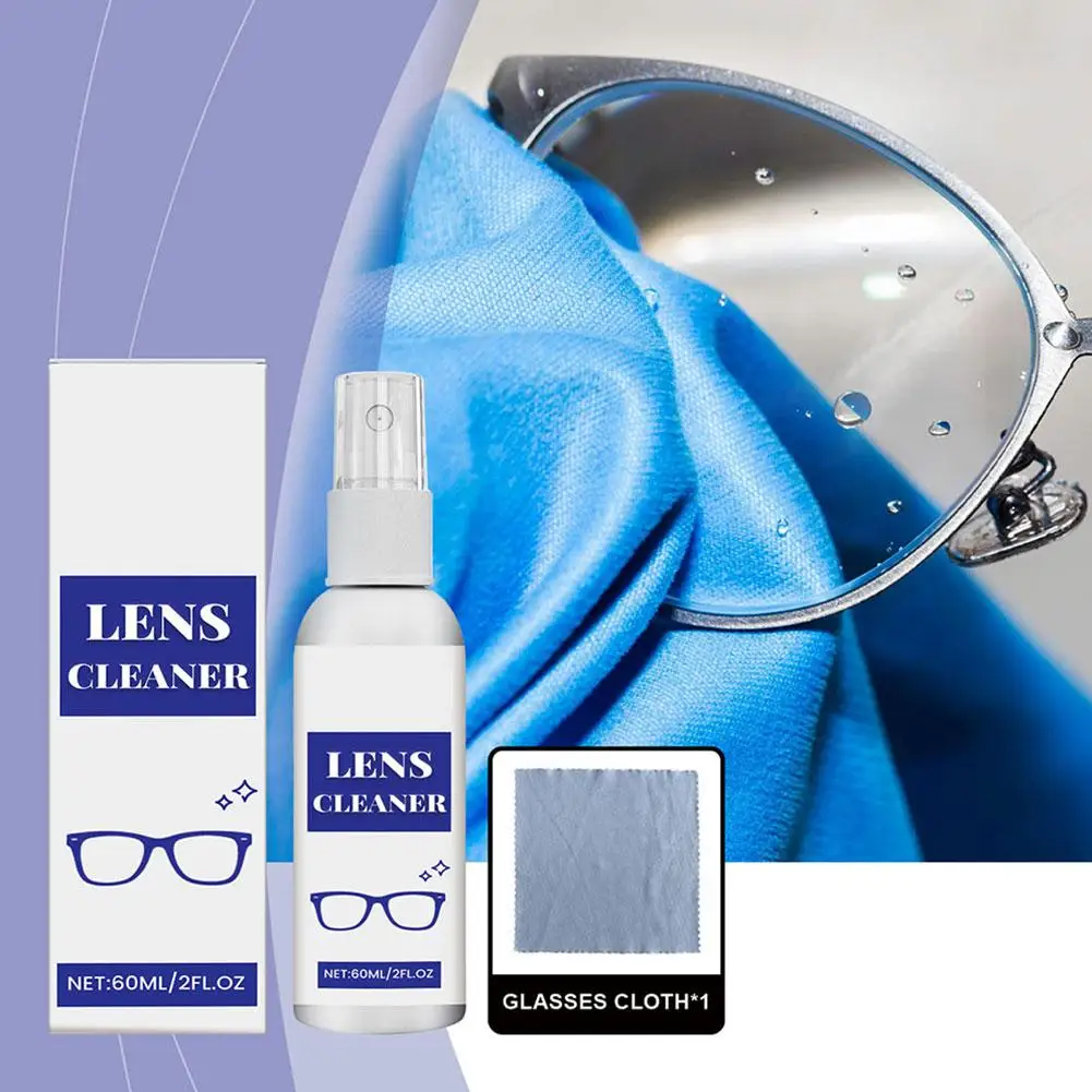 60ml Lens Cleaner Glasses Sunglasses Eyeglass Cleaning Cleaner Home Eyewear Supplies Bottle Accessories Spray Glasses Solut W7P0