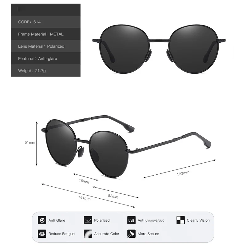 KIZN ريترو للطي قصر النظر النظارات الشمسية النساء الرجال الاستقطاب نظارات للقيادة وصفة طبية البصريات UV400 نظارات الموضة -0.50 إلى -6.0