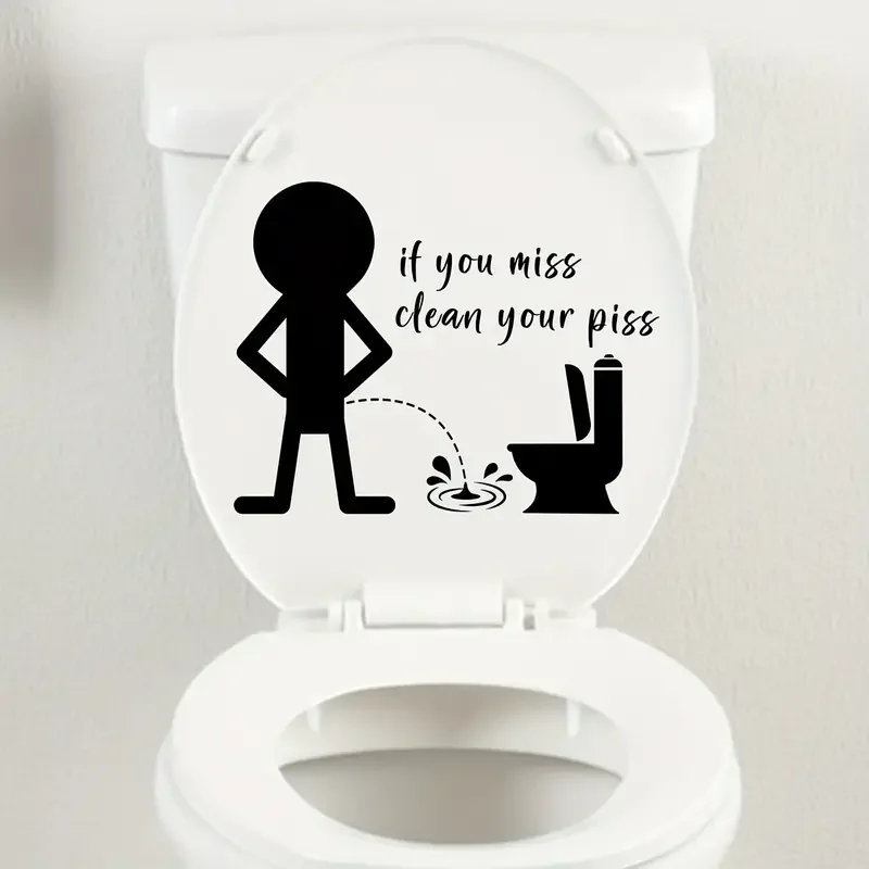 1pc Artistic Vinyl Toilet Lid Decal, Funny Bathroom Mural, Self-adhesive Wall Art Sticker For Bathroom, Entryway, Living Room, O