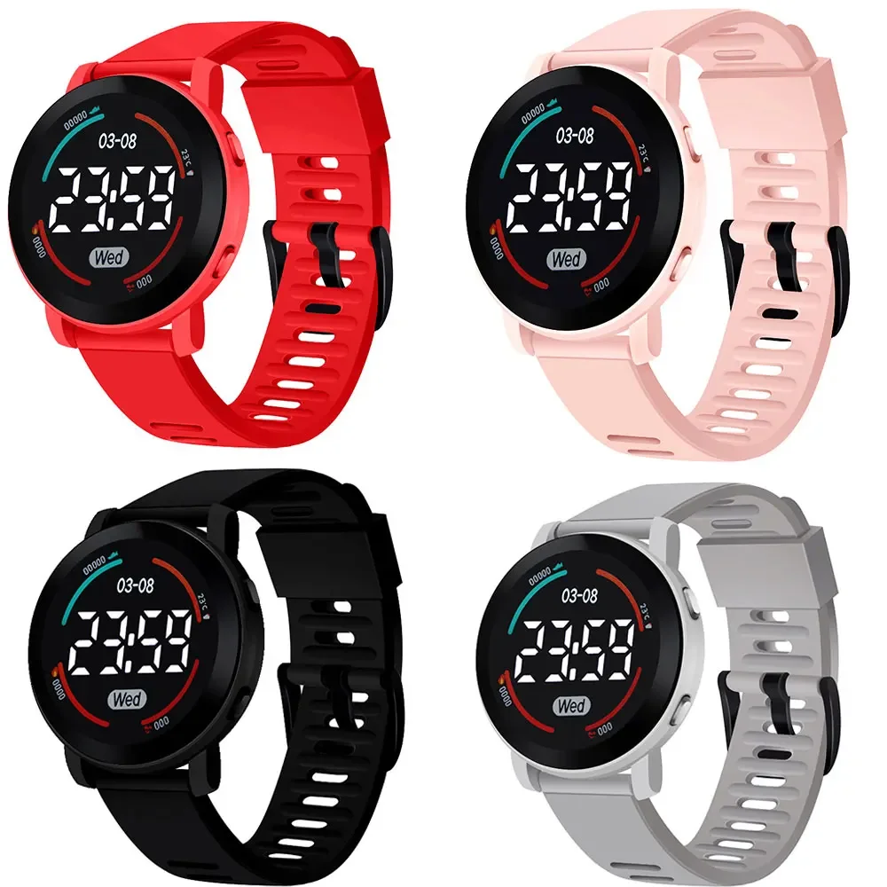 Montres de Sport en Silicone pour garçons et filles, montre électronique légère pour adolescents, affichage LED, grand cadran