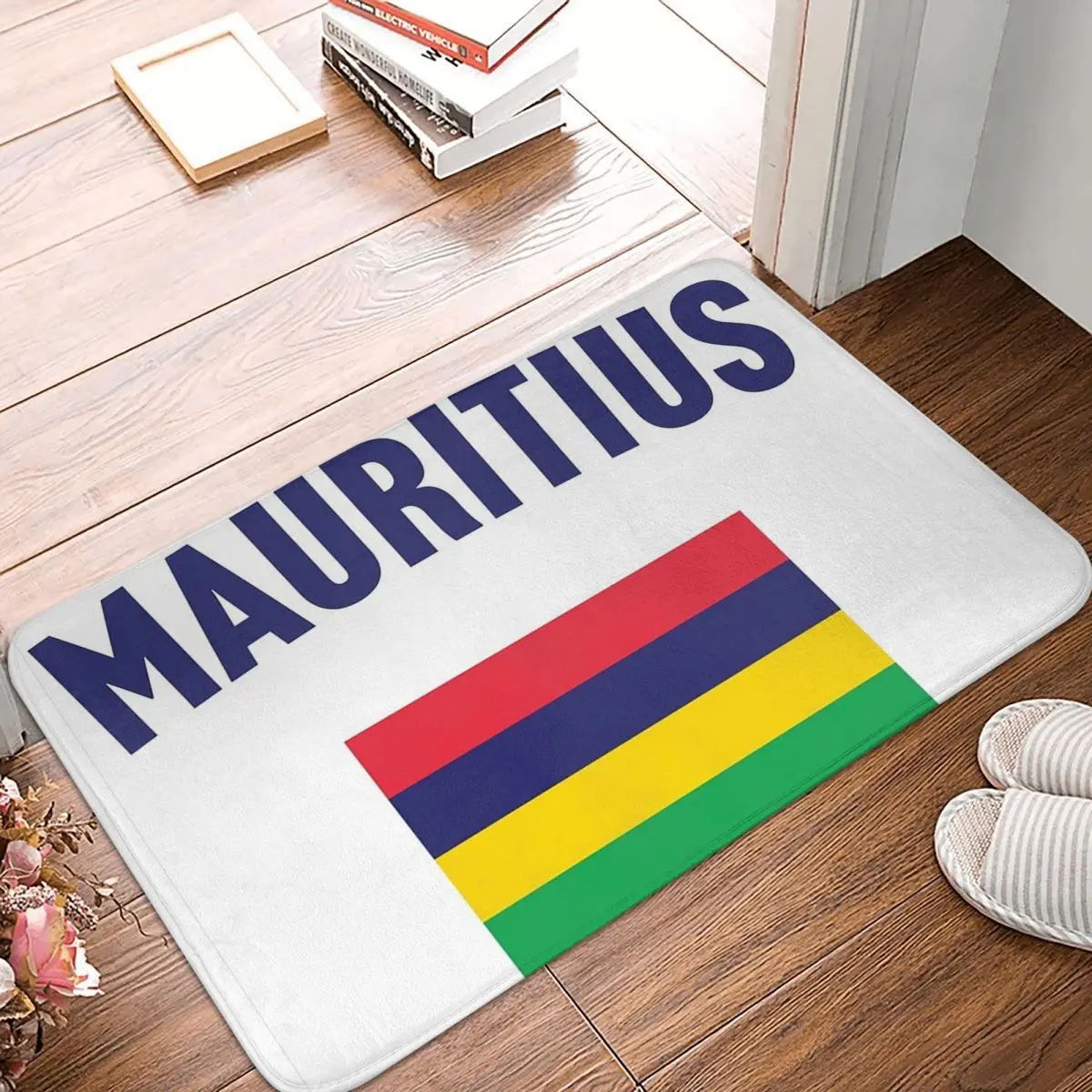 Mauritius Flag Non-slip Doormat Floor Mat Sand Scraping Carpet Rug for Kitchen Entrance Home Bedroom Footpad Mats