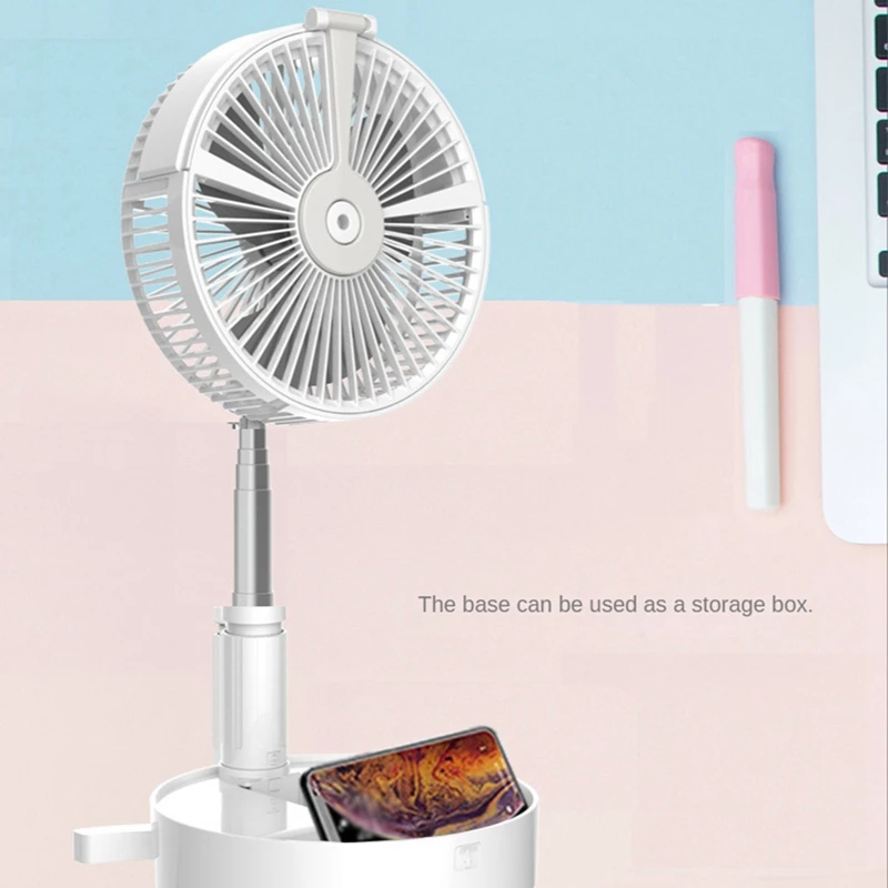 Portable Folding Retractable Floor Low Noise 7200Mah Spray Fan Outdoor Remote Control Fan Bedroom Desk Cooling Summer