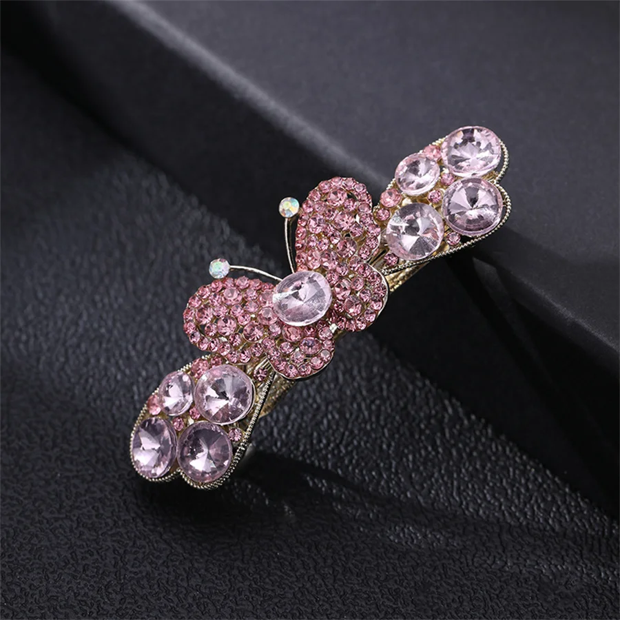 New fashion personality bow hairpin women's crystal rhinester flower spring clip top clip Korean version exquisite accessories