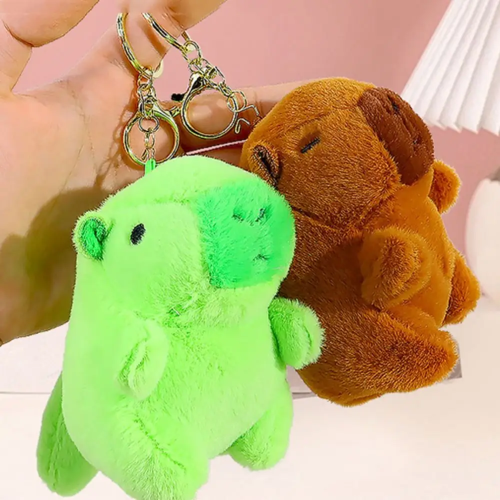 Wagging Tai Capybara Plush Pendant Creative Stuffed Doll Plush Capybara Keychain Funny Green Capybara Plushie Doll