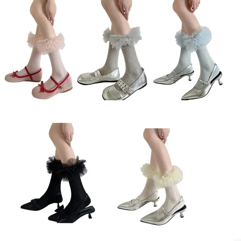 

Носки лодыжки Ruffle Frilly Носки летние носки средней трубы хлопковые носки Сладкие принцессы носки для женщин 6xda