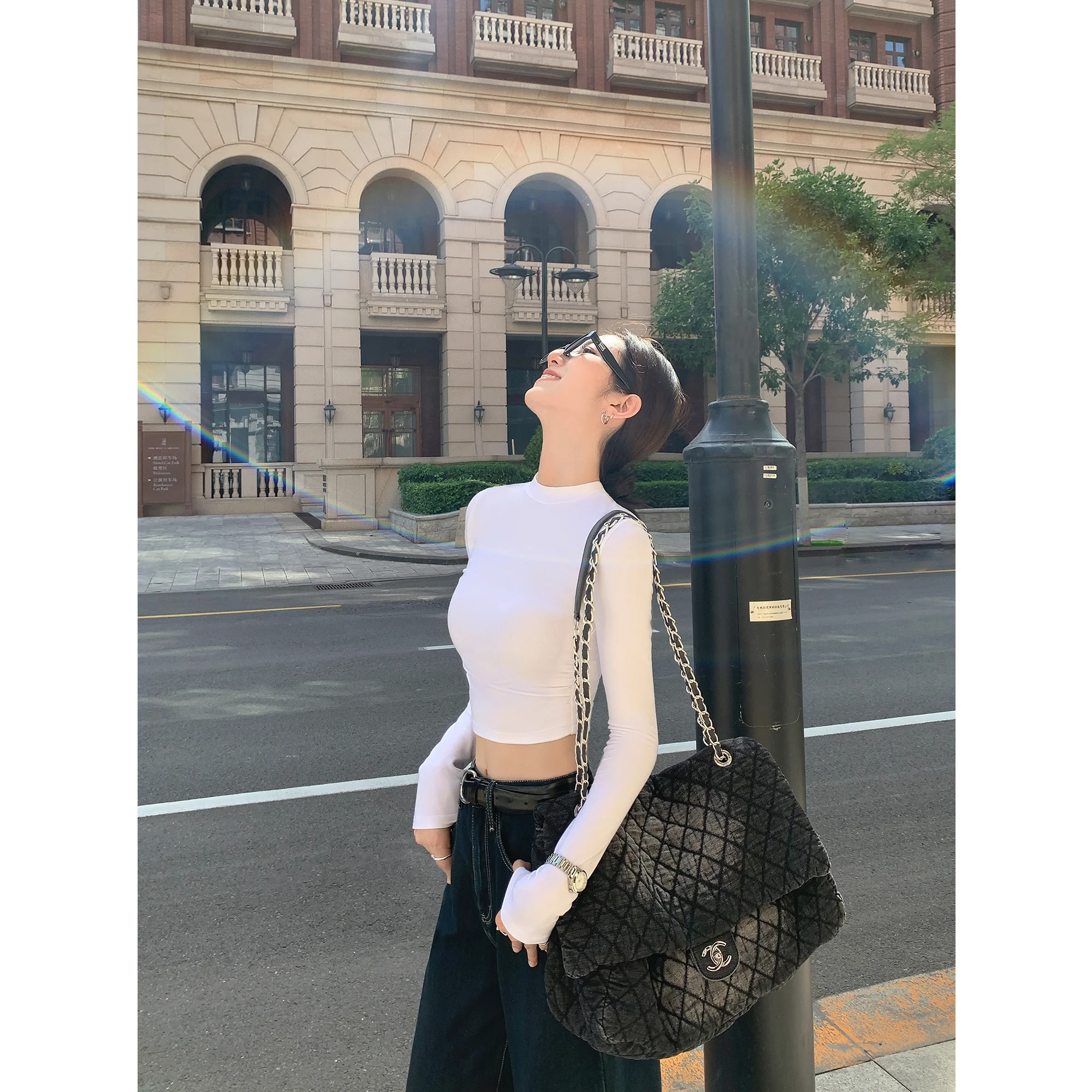 Bla hoge taille ort Svel dames T-shirt rond Ne Slim Fit Sexy Sle katoen polyester mix herfst nieuwe collectie