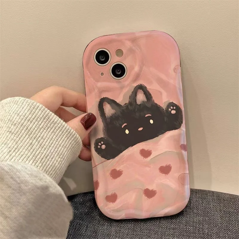 Case For Xiaomi Redmi Note 14 Pro 5G 13 12 4G 8 11 10 12 13 14 Pro Plus 12S 12 13C 12C 9C 10C 9A 9 10 A3 Cover Cute Cat 3D Wavy