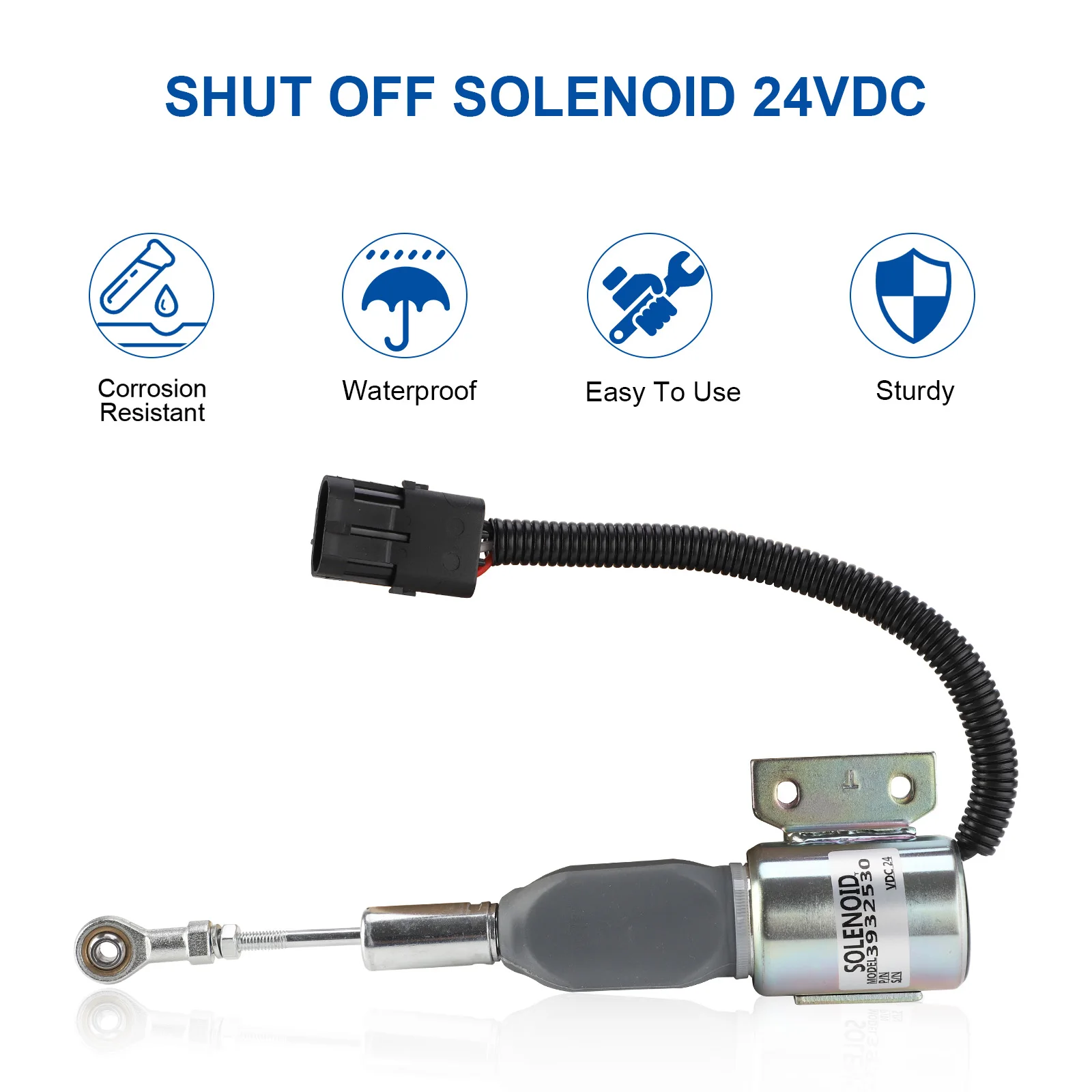3932529  3930658 Fuel Shut Off Solenoid SA-4756-24 J932529 for Cummins Engine 4BT 5.9L, 6BT 5.9L Hyundai R130 R170 Case IH 24VDC