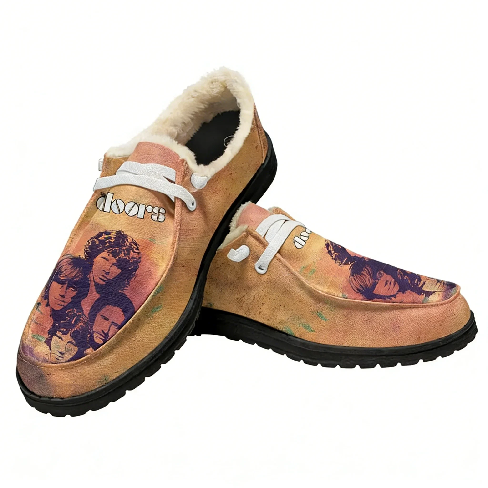 

The Doors Velvet Flat Shoes Men Women Warm Casual Shoe Indoor Outdoor Light Shoe Personalized Fashion Print Custom Couple Shoes