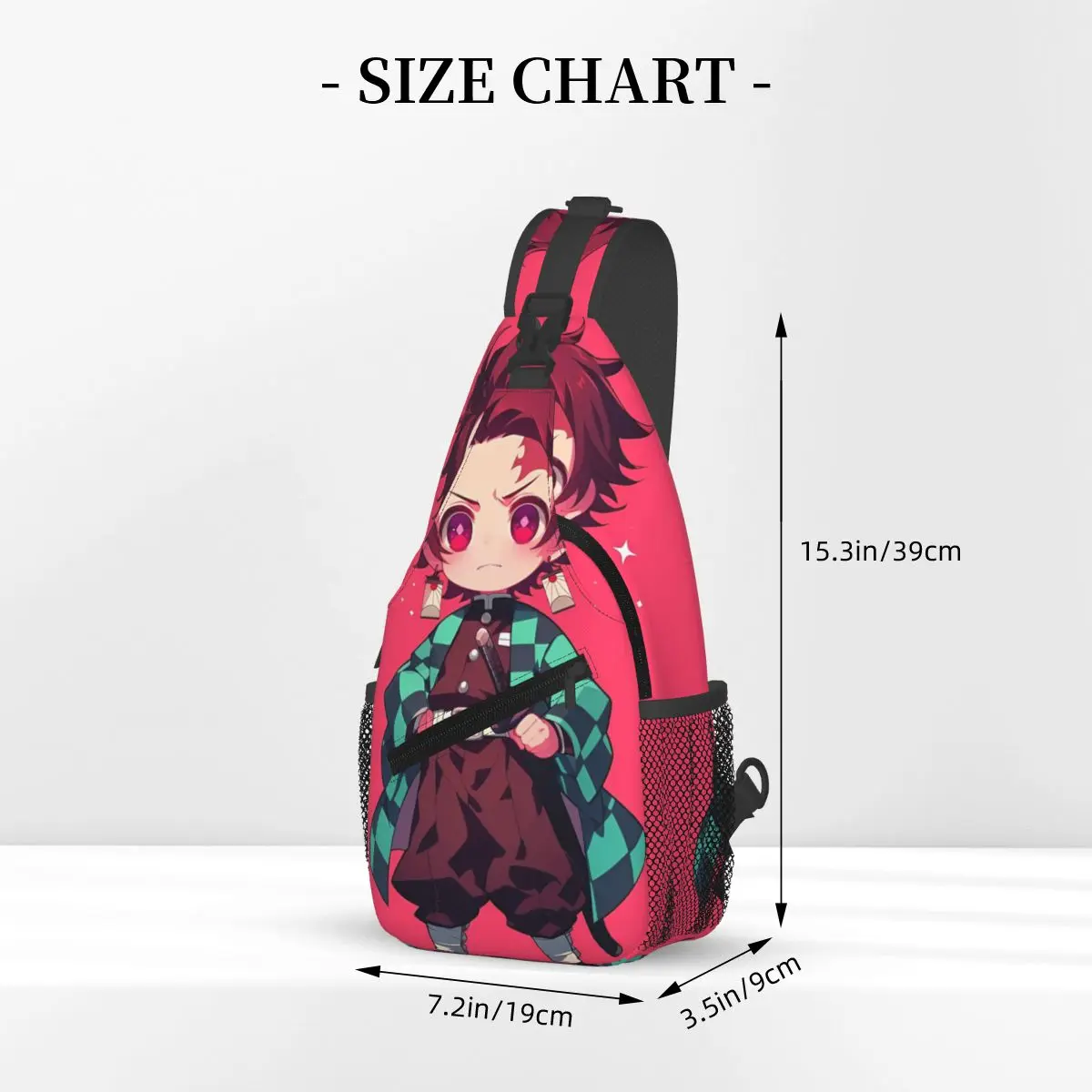 Grappige Kawaii Tanjiro Crossbody Slingtas Coole Borsttas Demon Slayer Schouderrugzak Dagrugzak Voor Reizen Wandelen Fietstas