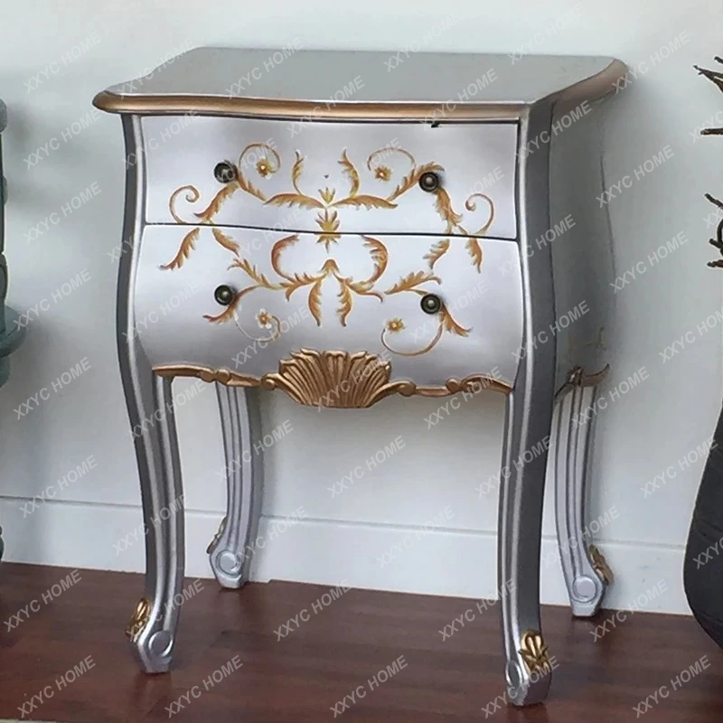 L sofa side cabinet retro living room double pumping storage corner cabinet phone table bedroom bedside table