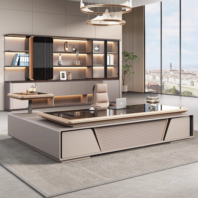 

office Table and chair combination simple and modern manager office desk Computer drawer storage mesa para computador furniture
