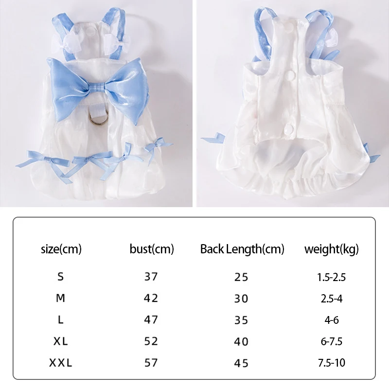 Cat Bow Streamer Tulle Princess Skirt Spring and Summer Suspender Skirt Dog Dress Pet Strap Skirt with Bow-Knot Kitten Clothes