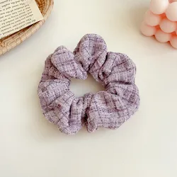 Sweet Tweed plaid Romantic Hair Scrunchies Purple Black Women Hair Bands Ties Rubber Band Girls Ponytail Holder Hair Accessories