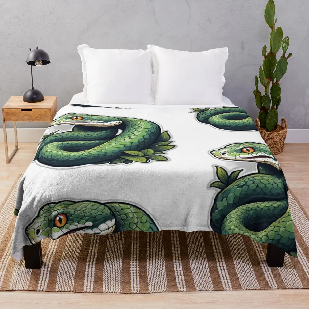 Sleek Snake Sticker - Mysterious and Powerful Reptile Design Throw Blanket Sleeping Bag Nap Sofas Blankets