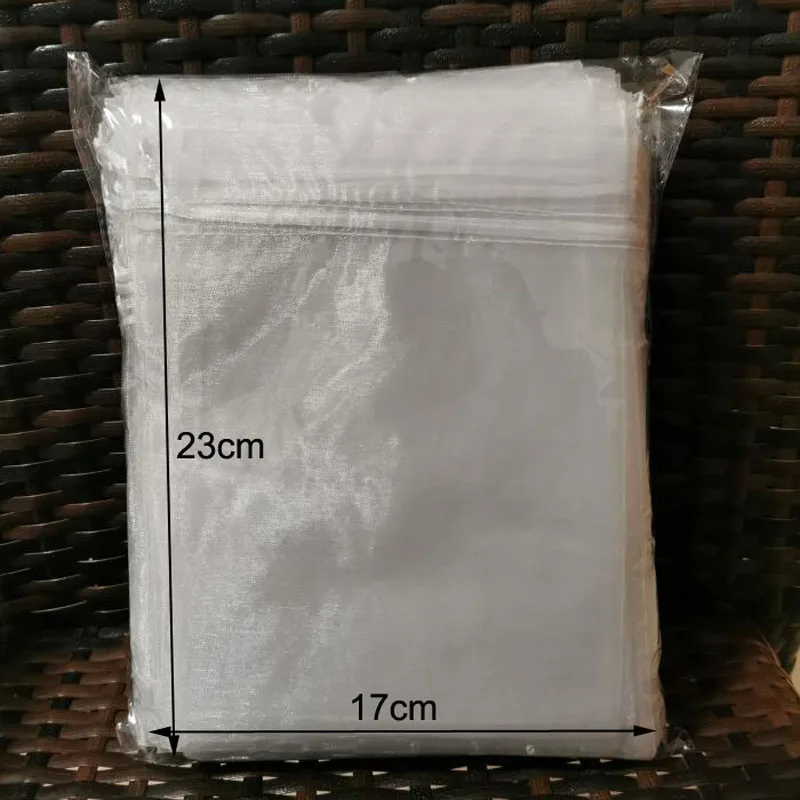 100pcs/lot 5x7 17x23 35x50cm Big White Organza Bags Drawstring Pouches For Jewelry Beads Wedding Party Gift Packaging Bag Logo