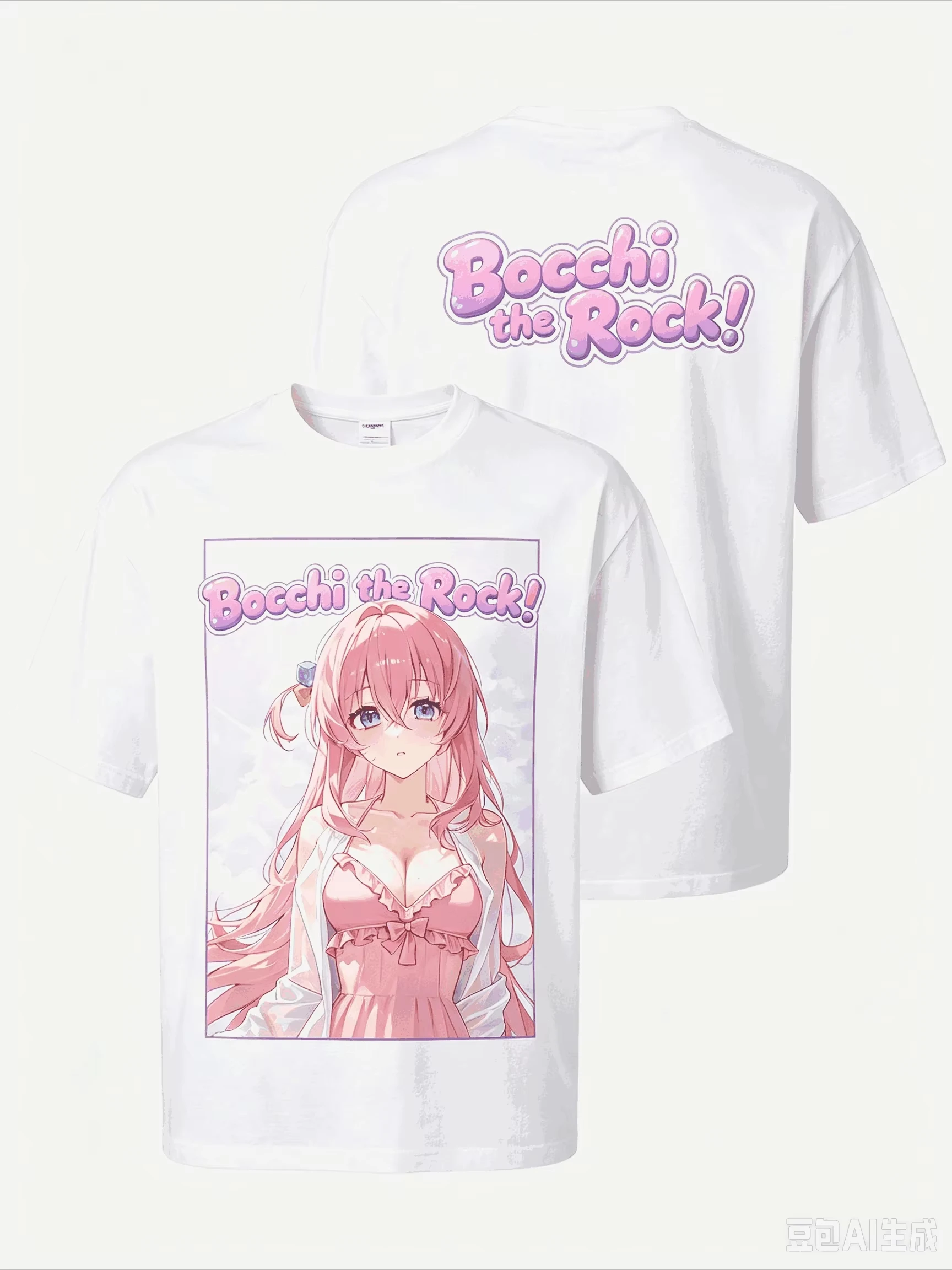 Hot‑Sale Bocchi The Rock! Cute Anime Graphic Print Y2K Unisex Pure‑Cotton Crew‑Neck Loose Street‑Style Daily T-Shirt