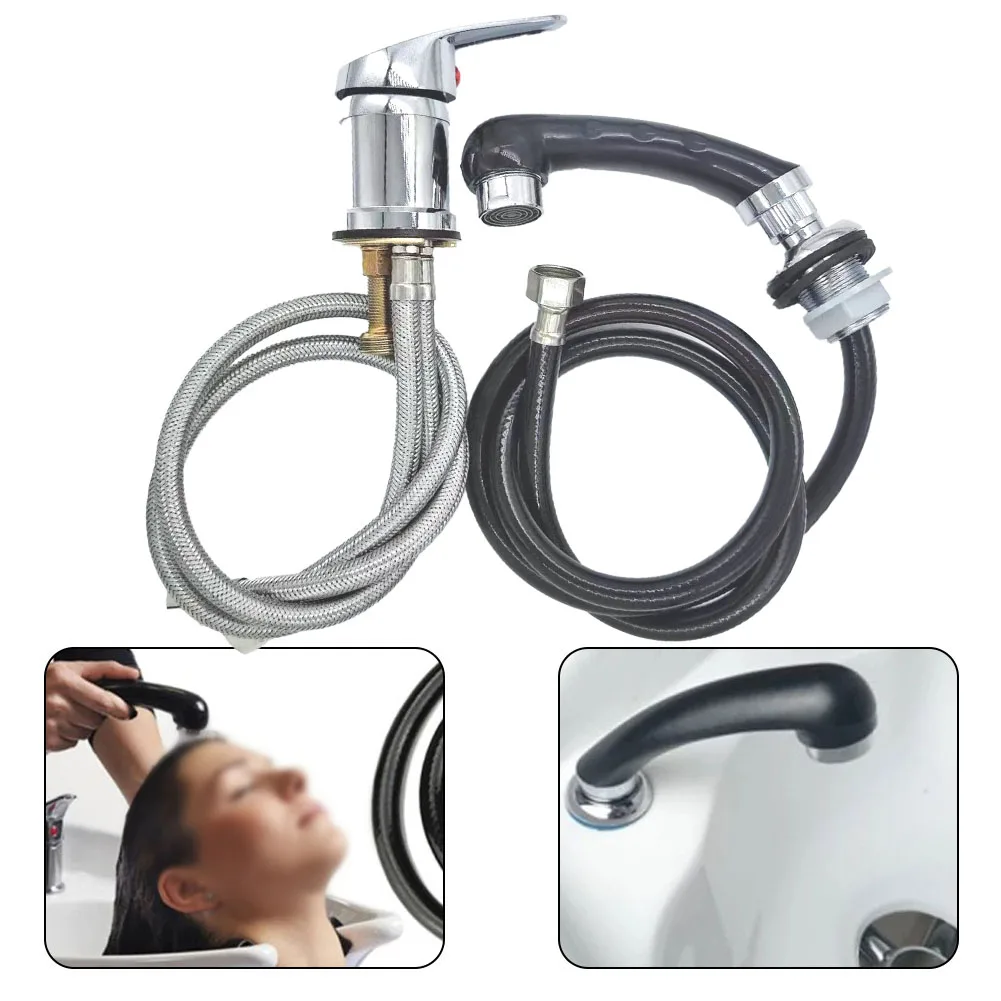 Chrome Single Handle Hairdresser Faucet Salon Hairdressing Complete Chrome Fitting Extended Reach Three Connections