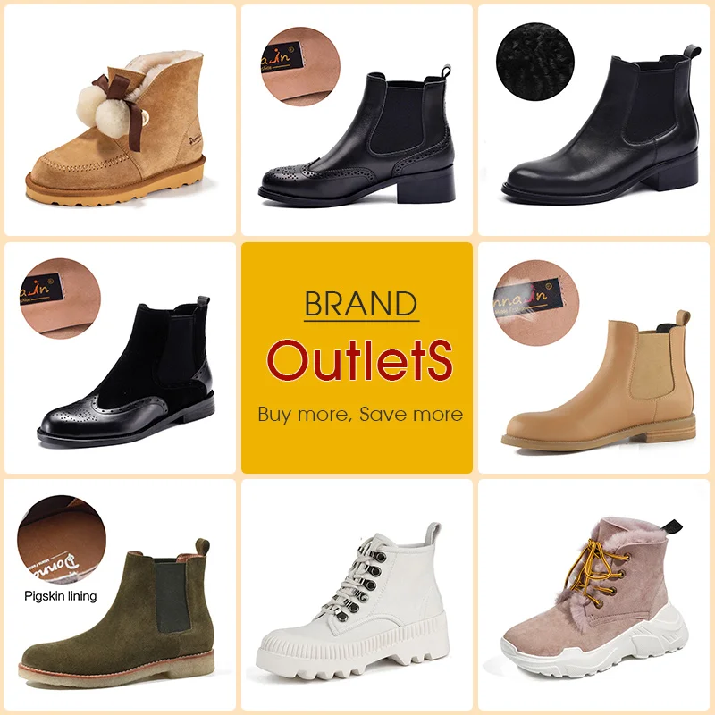 Brand Outlets Donna-in 2024 Autumn Winter  Wool Ankle Boots Women Genuine Leather Chelsea Female Shoes Clearance Big Discount