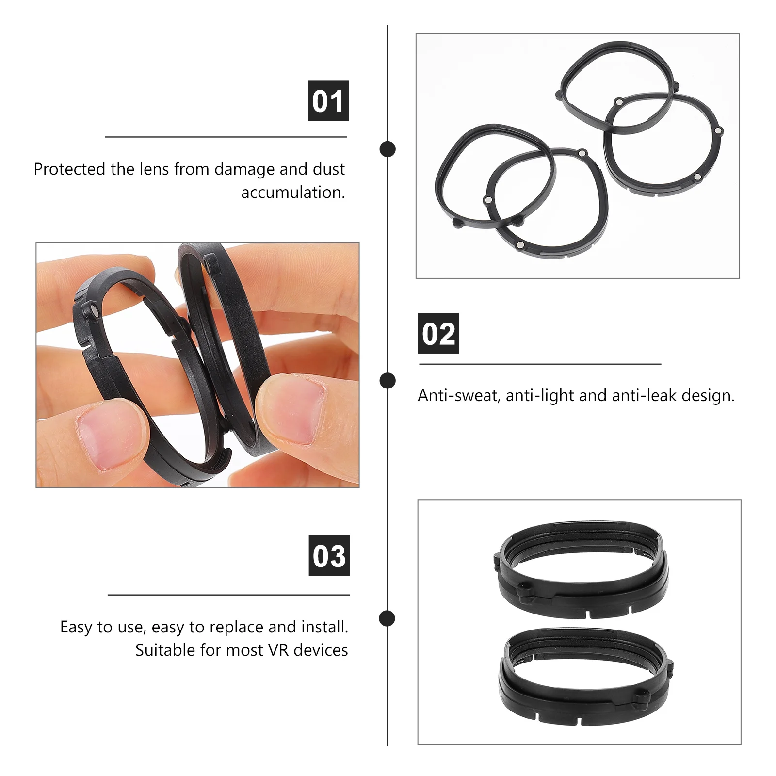 

1 Set Blue Light Blocking Vr Lens Frames Eye Protector Compatible With Quest2 Magnetic Design Easy Install Wear-Resistant For