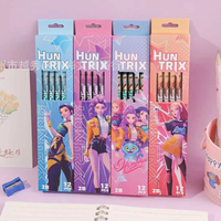 12PCS Cartoon Student Minimalist 12 Piece Writing Wooden Pencil Comes with Rubber Pencil