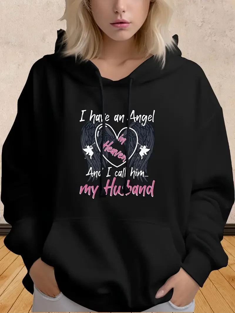 

Женская одежда Толстовка I Have An Angel In Heaven I Call Him My Husb Memorial Heaven Толстовка с принтом размера плюс с длинным рукавом