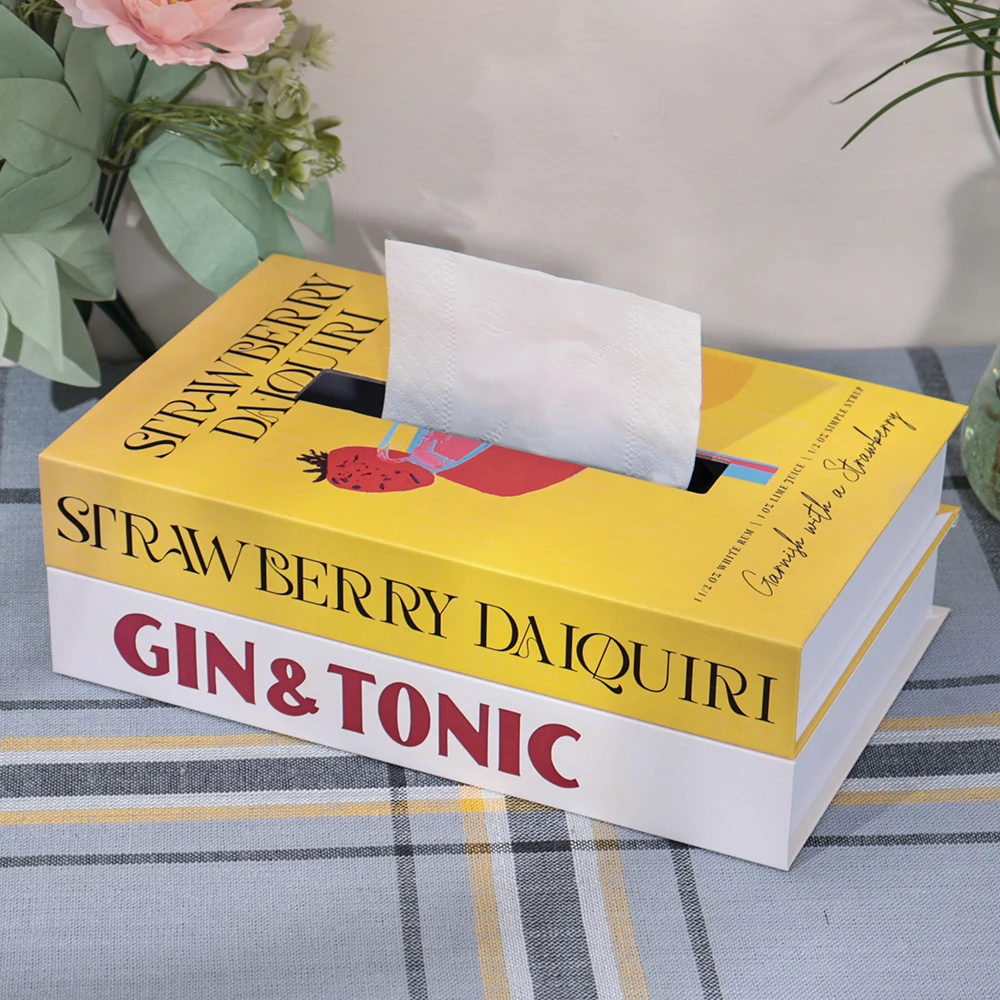 Luxury Book Style Tissue Box Napkin Holder Case Paper Box Container Fashion Hotel Storage Box Home Table Decoration Ornaments
