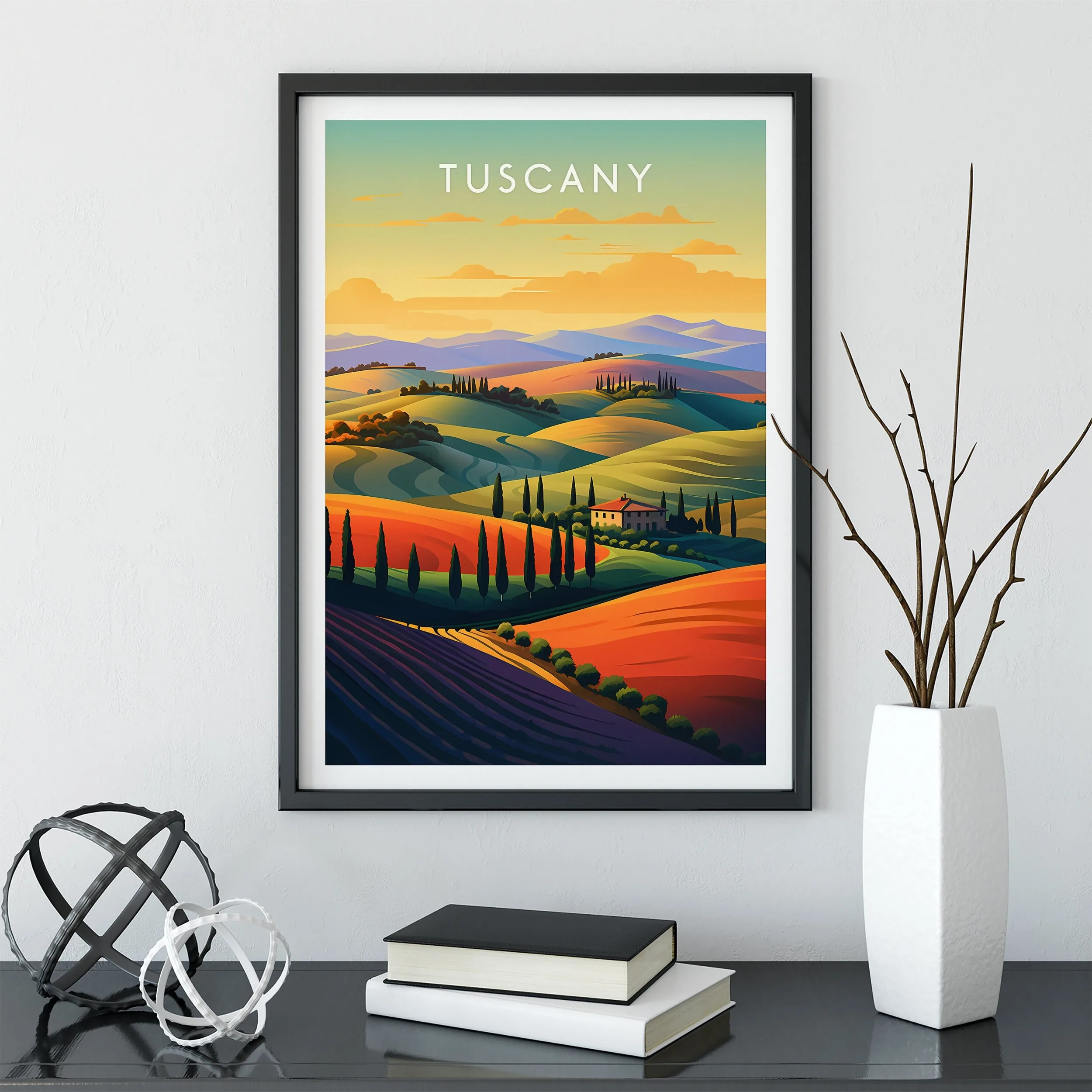Tuscan travel poster wall art prints, Tuscan posters, Italian prints, Tuscan art prints, modern home living room decorations.