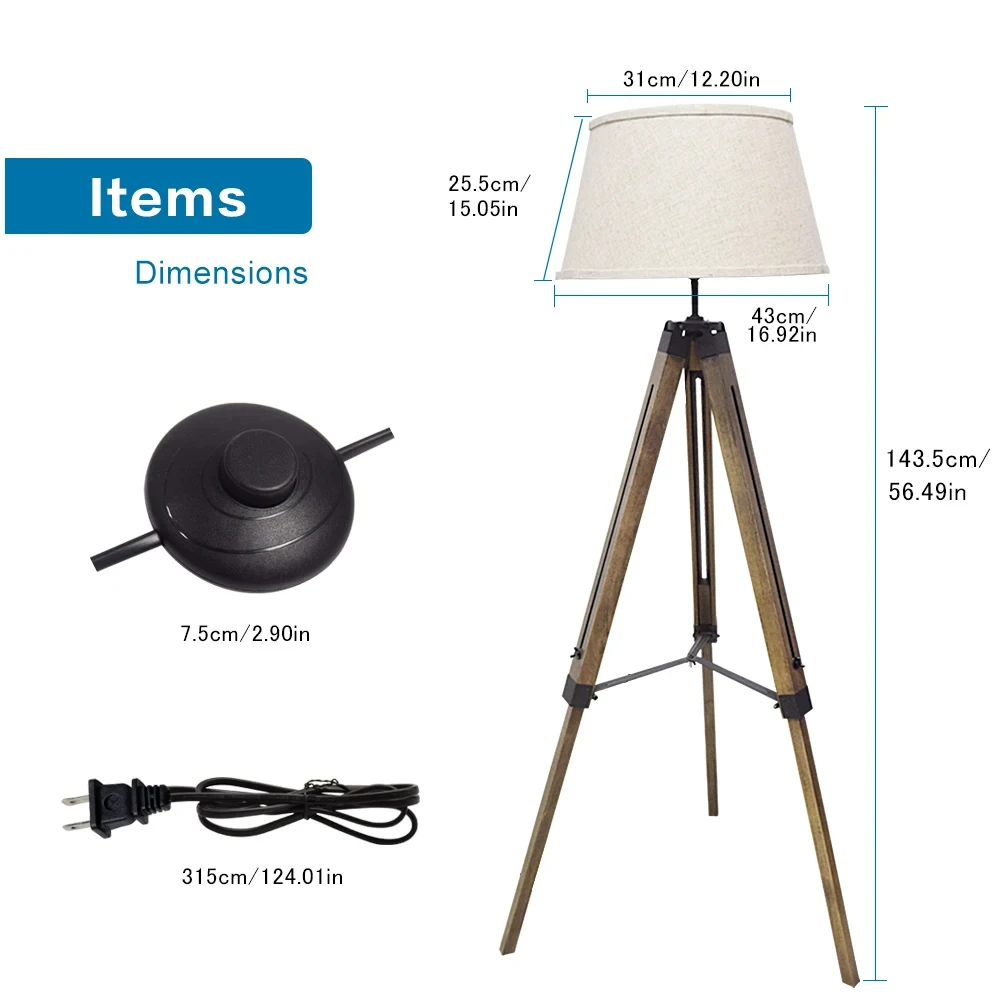 simple  wood floor lamp, white fabric floor lamp, for bedrooms, studys