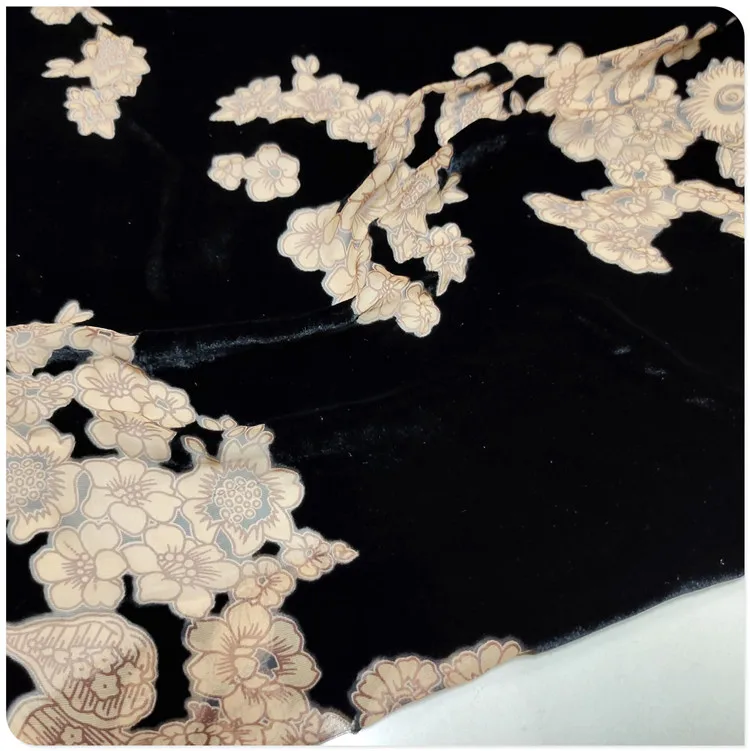 Hollow Silk Velvet Mulberry Silk Bottom Cotton Velvet Fabric Dress Cheongsam Shirt Short Sleeve Shawl Clothing Fabric