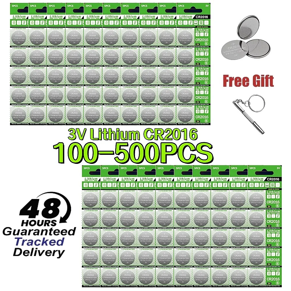 100-500PCS LR2016 3V Lithium Rechargeable Battery Replace CR2016 LM2016 For Watch Calculator Car Key Remote Button Coin Cell