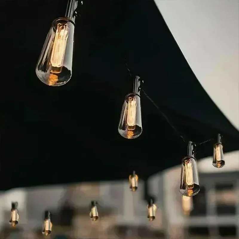 Edison Light Outdoor String Shatterproof Bulbs, Waterproof LED Solar Hanging Ambience Lights, for Yard Garden Patio Bistro