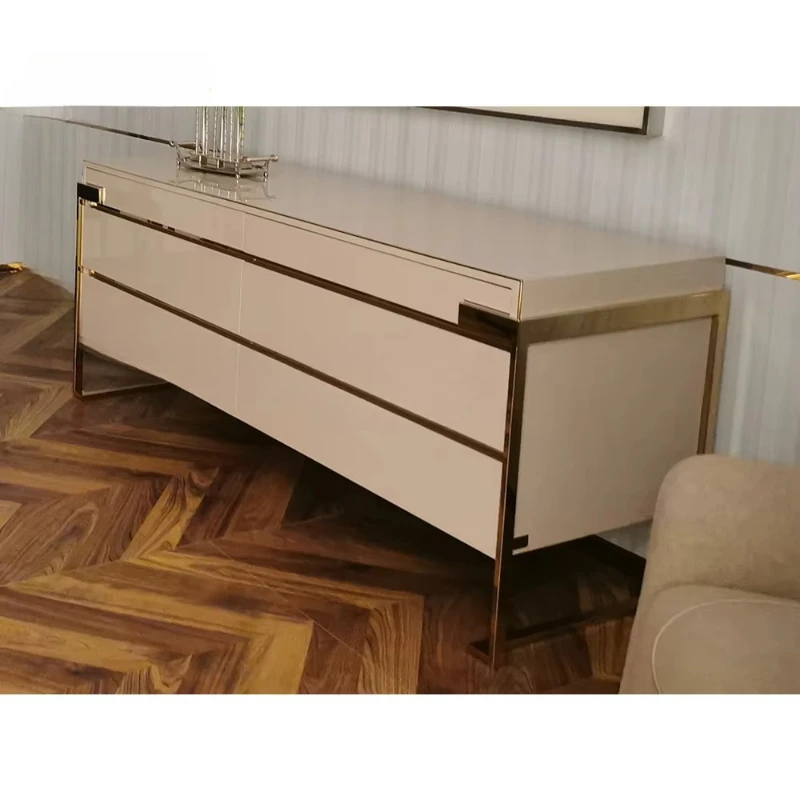 

Crystal Hardware Steel Chest of Drawers - Stylish Locker with Metal Trim