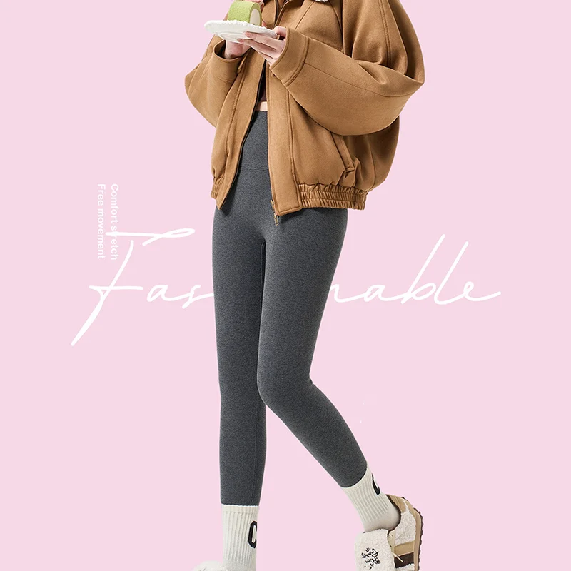 خريف شتاء تمتد الورك رفع لفافة ساق غير مخيطة النساء رشاقته الدافئة تشكيل نحيل طماق عارية يشعر سليم صالح الصوف طماق #5