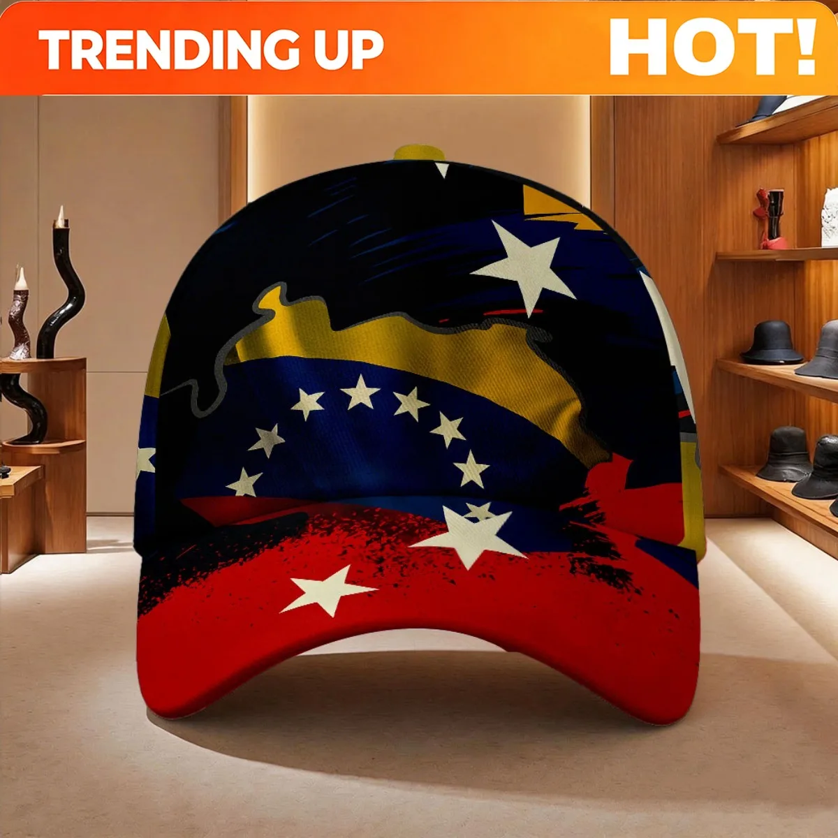 Customization Abstract Design Baseball Cap Featuring The Venezuela Flag - Complete Print Hat, Perfect For Everyday Wear; Include