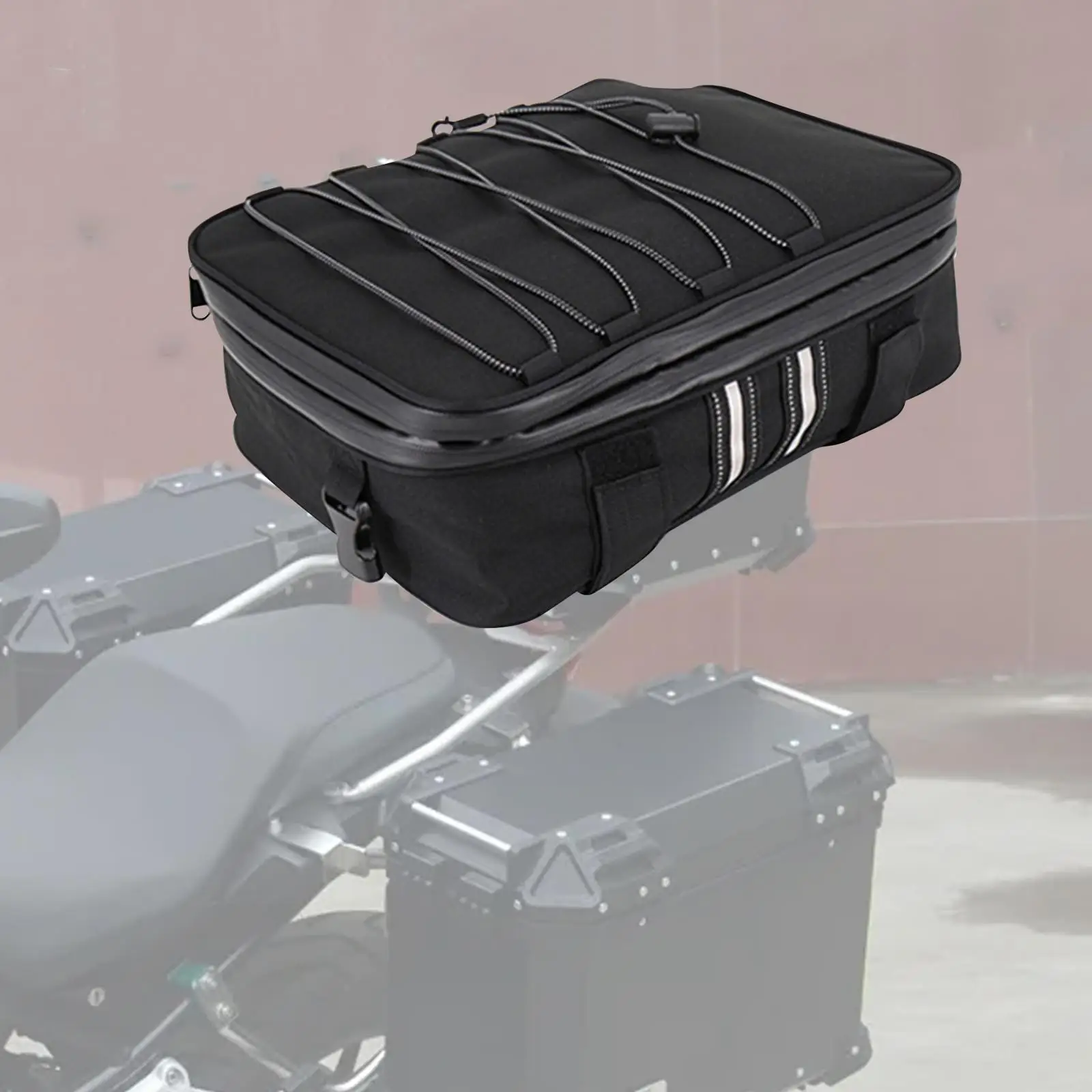 

Motorcycle Top Case Bag Outdoor Riding Storage about 20L Rear Tail Bag Black