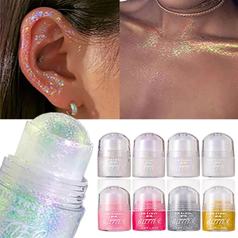 Rolling Sequins Glitter Gel Face Body Painting Shine Liquid Green White Pearl Gloss Eye Shadow Brighten Stage Makeup Decoration