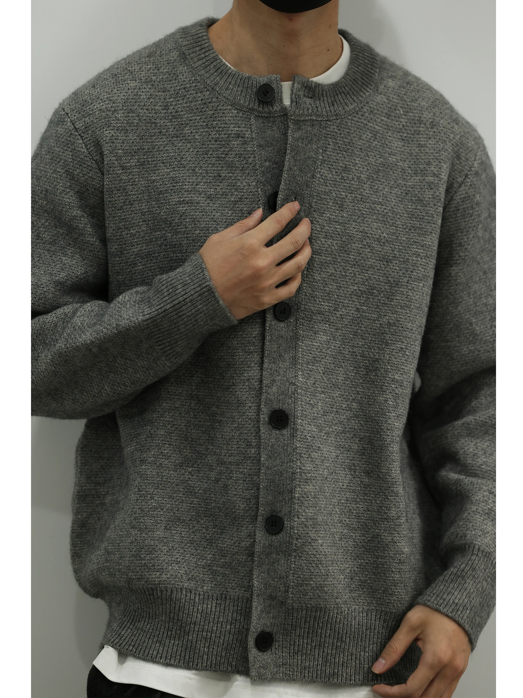 

Мужской кардиган LH Store в японском винтажном стиле, свободного кроя, с длинными рукавами, разноцветный, плотной вязки, базовый трикотаж