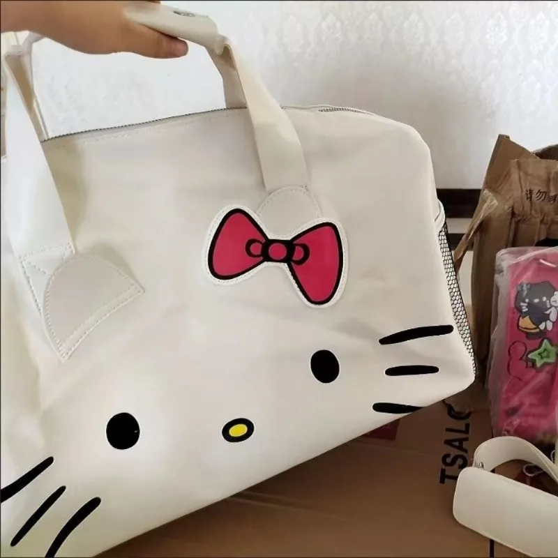 Xiuya Hello Kitty Shoulder Bag for Women Cartoon Cute Fashion Large Capacity Tote Bag Travel Vintage Kawaii Pu Leather Handbag image 4