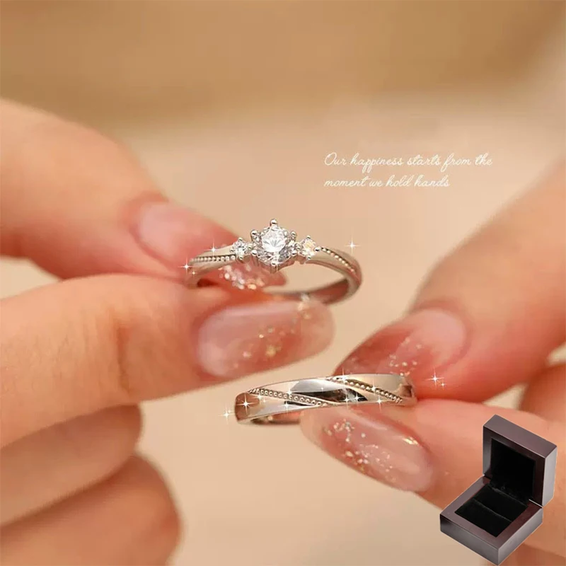 Trendy Pure 100% 925 Sterling Silver Endless Love Couple Wedding Ring Jewelry Anniversary Gift For Woman Man