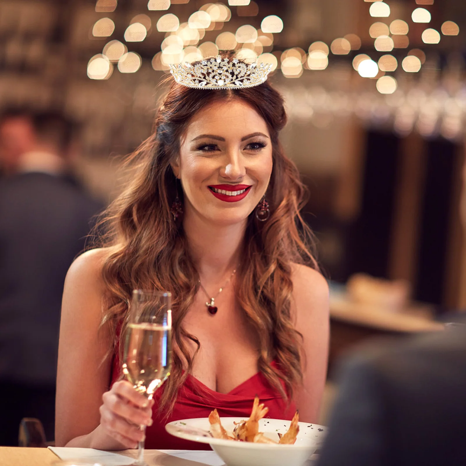 Bride Crown Headdress Baroque Style Alloy Tiara Shiny Wedding Dress Accessory Bridal Tiara Prop For Special Occasion