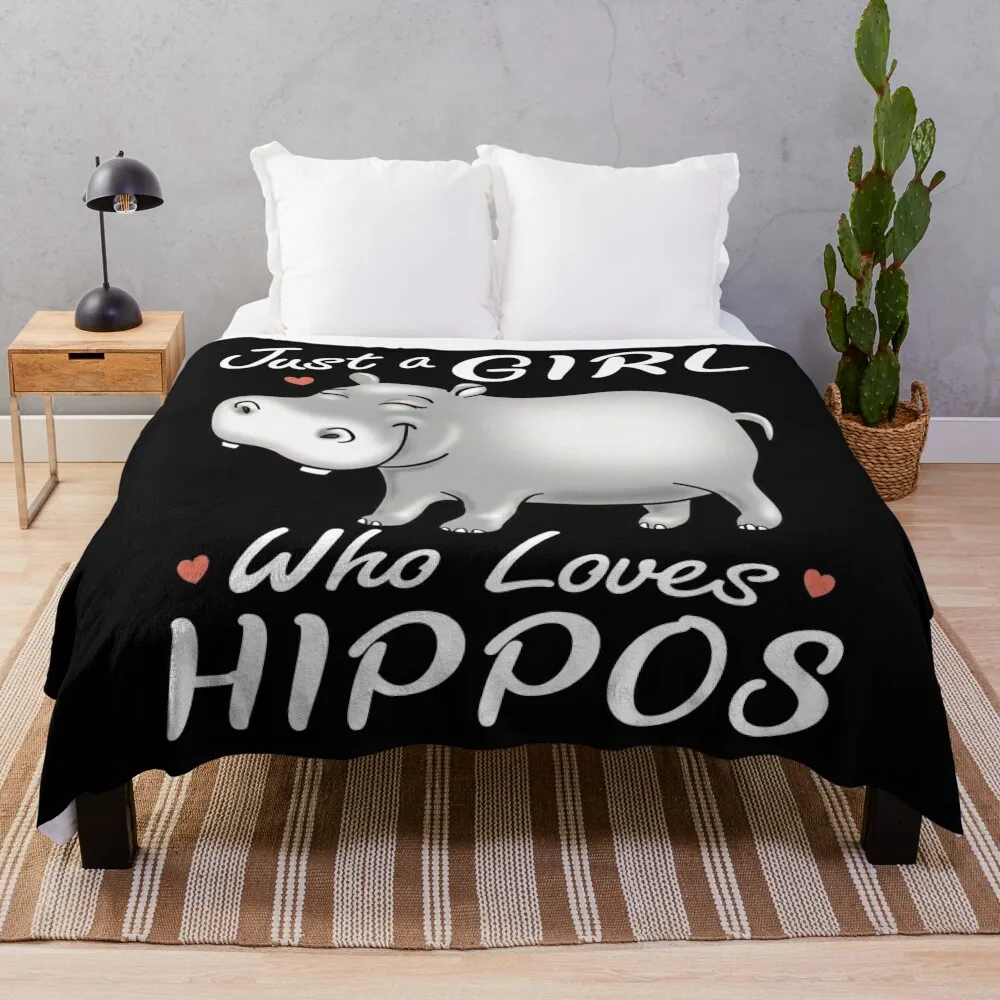 

Just A Girl Who Loves Hippos Hippopotamus Throw Blanket anime Flannels Comforter Blankets